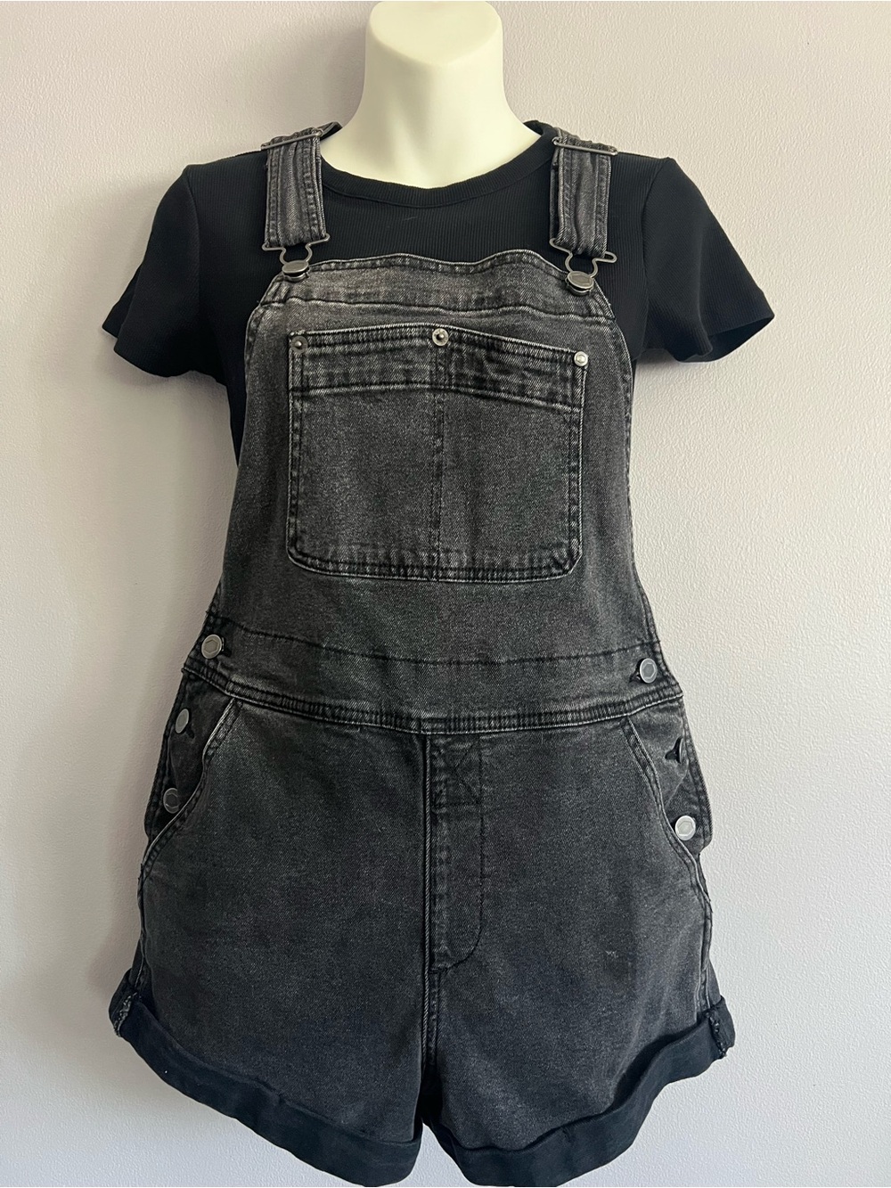 RVCA | Charcoal Black Denim Short Overalls